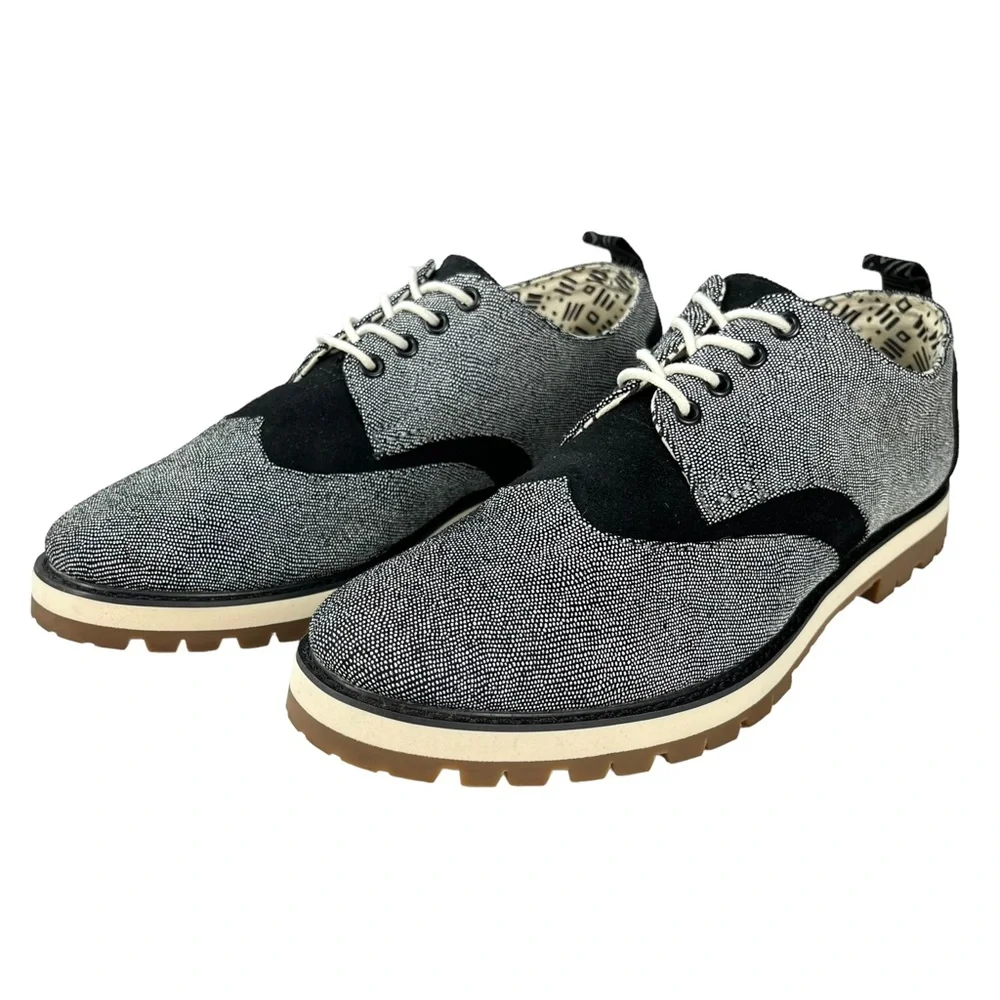 TOMS Men’s 9.5 Brogue‎ V White Caviar Leather Oxford Vibram Sole Shoes